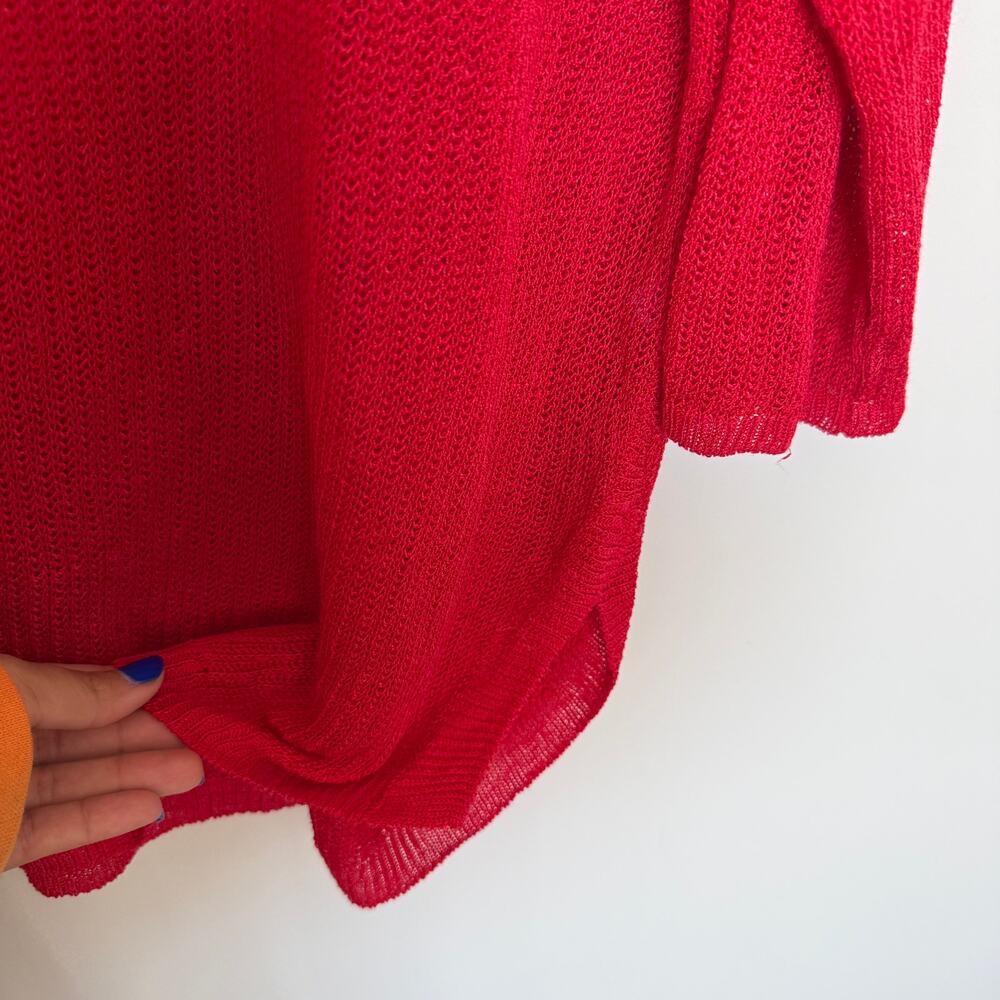 J.Jill Womens Linen Blend Top XL Red 3/4 Sleeve Lagenlook Coastal Resortwear - Picture 5 of 7